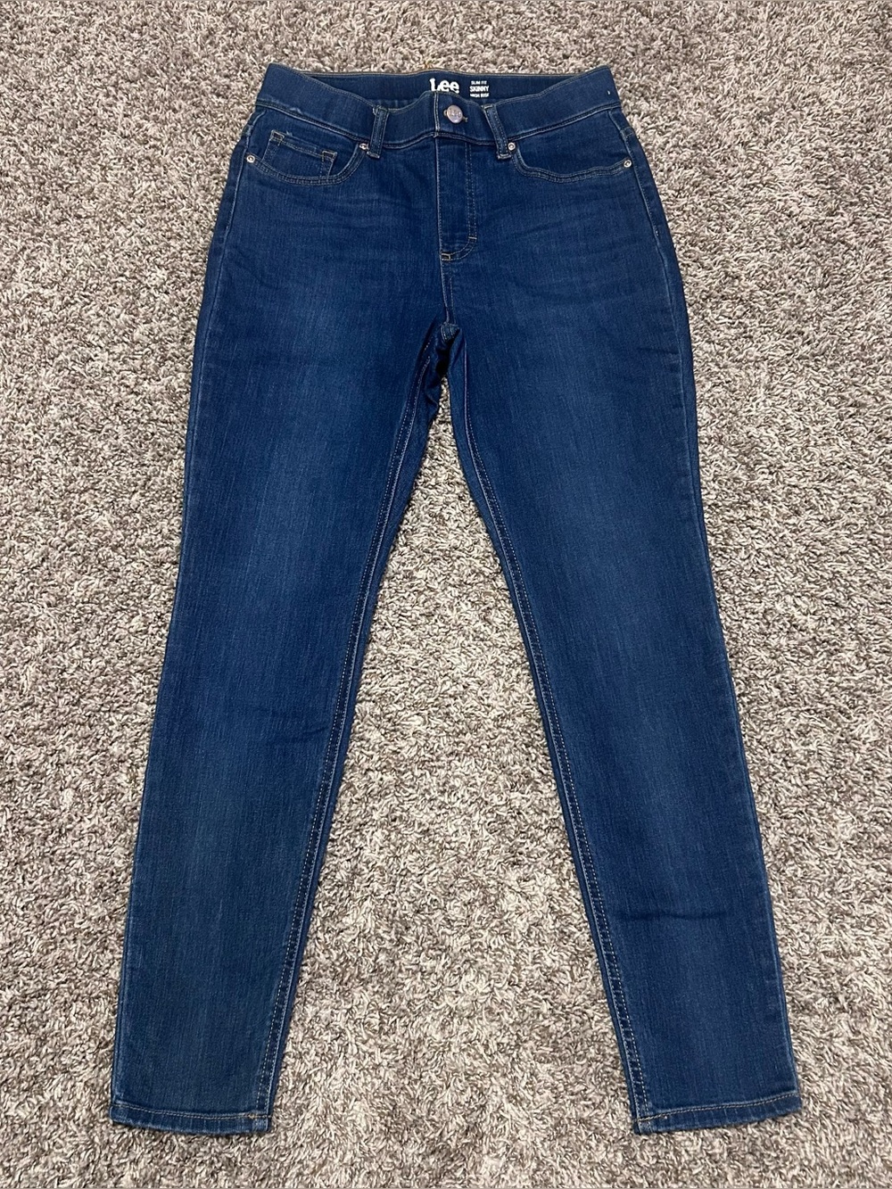 LEE WOMENS SLIM FIT SKINNY HIGH RISE DARK WASH DENIM JEANS SIZE 8M
